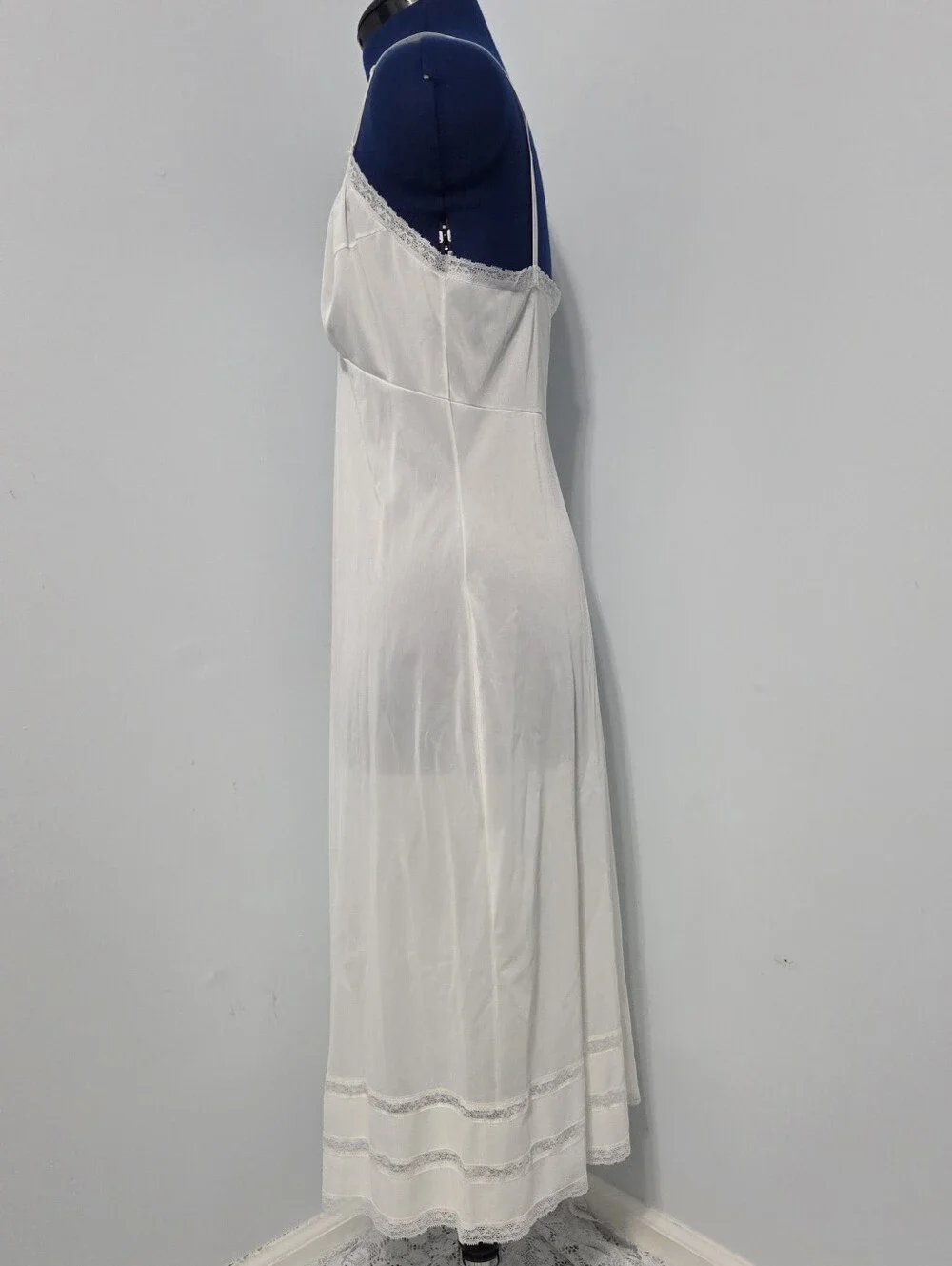 Vintage White Lace Trim Maxi Slip Dress